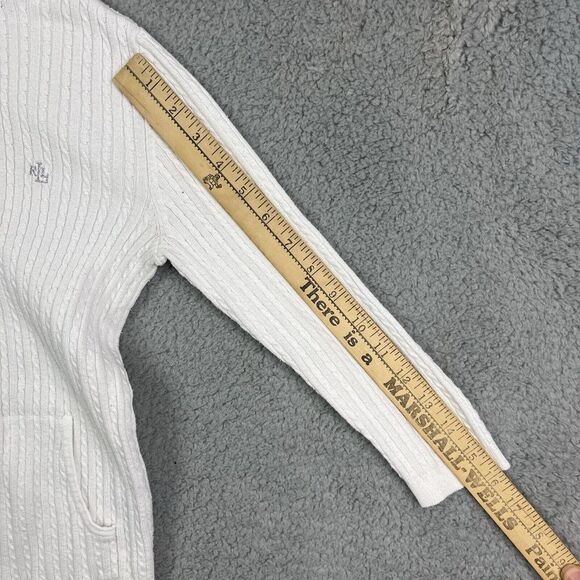 Lauren Ralph Lauren Ivory Cable-Knit Full-Zip Sweater Women's Size Petite/P - Picture 11 of 12